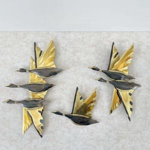 Vintage Geese In Flight MCM Metal Wall Art Set of 3 1950s Metal Sculpture